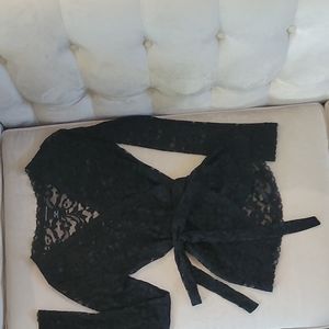 Boston Proper Moda International Lace Sheer Top in Black